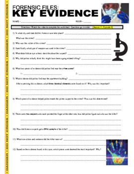 Preview of Forensic Files : Key Evidence (video worksheet / DNA / sub plans)