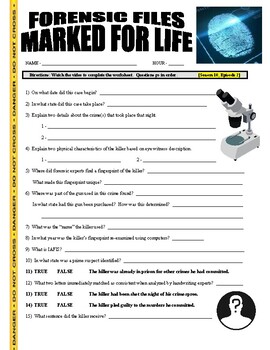 Preview of Forensic Files: Marked for Life (video worksheet / science / crime / sub)