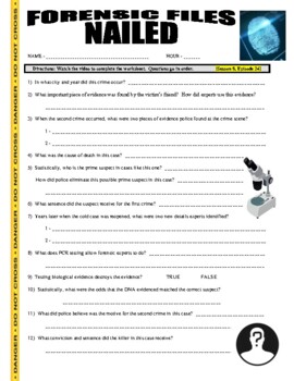 Forensic Files : Nailed (video worksheet) by Marvelous Middle School