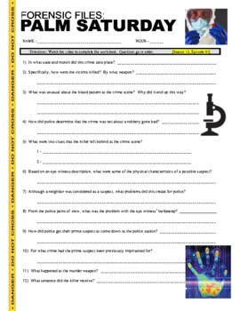 Preview of Forensic Files : Palm Saturday (science video worksheet / prints / sub plans)