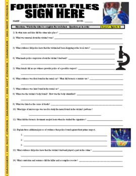 Preview of Forensic Files : Sign Here (science video worksheet / distance learning)