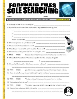 Preview of Forensic Files : Sole Searching (video worksheet / sub / no prep / foot prints)