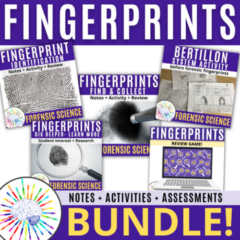 Preview of Forensic Fingerprint Evidence BUNDLE! Notes + Activities + Assessments