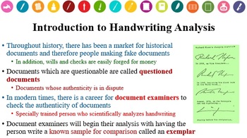 Preview of Forensic Handwriting Analysis PPT+notes
