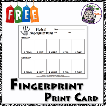 Preview of Middle School Forensics: Student Fingerprint Card - FREE