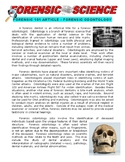 Forensic Science Article : Odontology (article and worksheet)