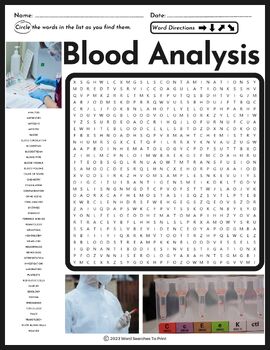 Preview of Forensic Science - Blood Analysis Word Search Puzzle