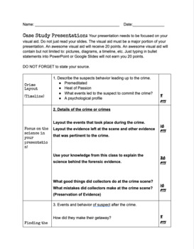 forensic science case study report sheet