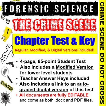 Preview of Forensic Science: Crime Scene Test & Key (Regular, Modified, & Digital Versions)
