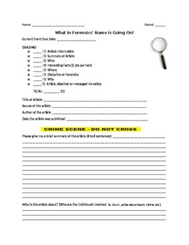 Preview of Forensic Science Current Event Worksheet