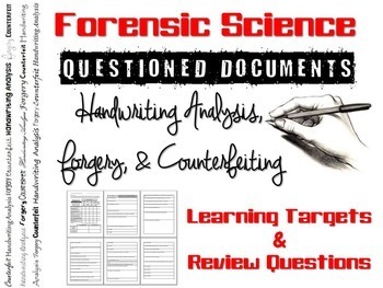 Preview of Forensic Science Questioned Documents Learning Targets and Review Questions
