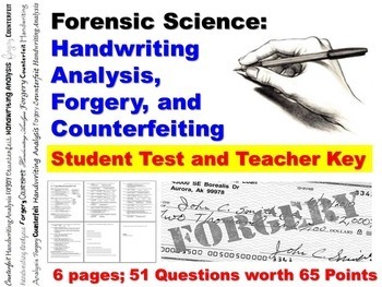 Preview of Forensic Science Questioned Documents Student Test and Teacher Key