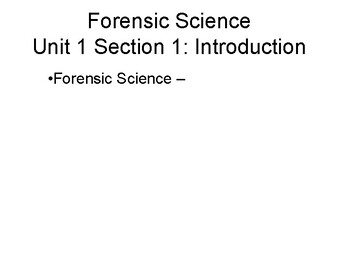 Preview of Forensic Science Unit 1 Section 1 Student notes
