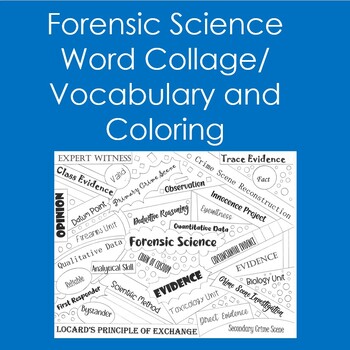 Preview of Forensic Science Word Collage (Vocabulary, Coloring, Science)