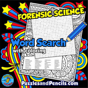 Preview of Forensic Science Word Search Puzzle Activity with Coloring | Applied Science