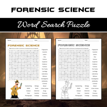 Preview of Forensic Science Word Search Puzzle - No Prep Science Game Printable PDF