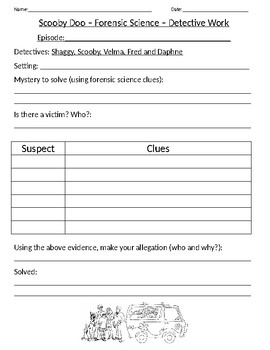 forensic science science worksheet scooby doo by melissa cinadr tpt