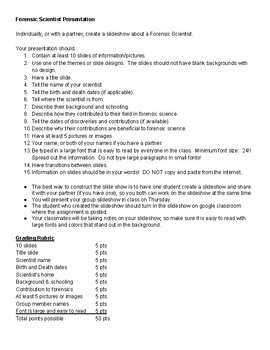 Preview of Forensic Scientist Presentation assignment