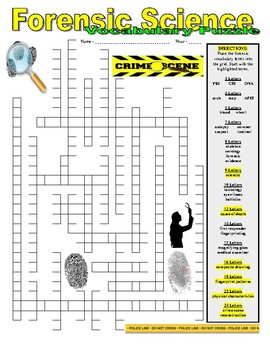 Preview of Forensic Science Vocabulary - Puzzles & Article (Sub Plan / No Prep / First Day)