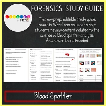 Preview of Forensics: Blood Spatter Study Guide