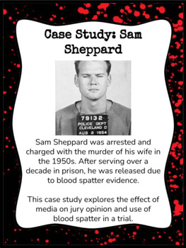 Preview of Forensics Case Study: Sam Sheppard ~Blood Spatter~ Key Included