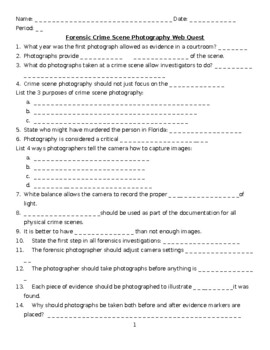 Preview of Forensics Crime Scene Photography WebQuest