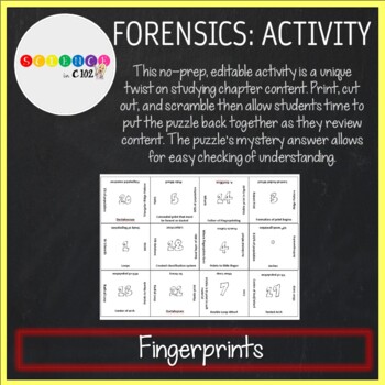 Forensics: Fingerprint Review Puzzle by Science in C102 TpT