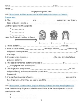 Preview of Forensics Fingerprinting WebQuest