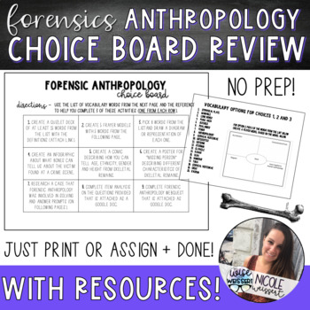 Preview of Forensics | Forensic Anthropology Choice Board Review