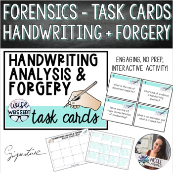 Preview of Forensics | Handwriting Analysis + Forgery Task Cards - EDITABLE