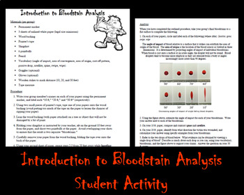 Preview of Forensics: Introduction to Bloodstain Analysis Student Activity