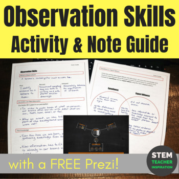 Preview of Forensics: Observation Skills Activity and Note Guide to Accompany FREE Prezi