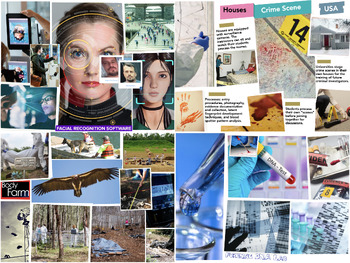 Preview of Forensics Poster : Body Farm Facial Recognition DNA Lab Crime Scene House