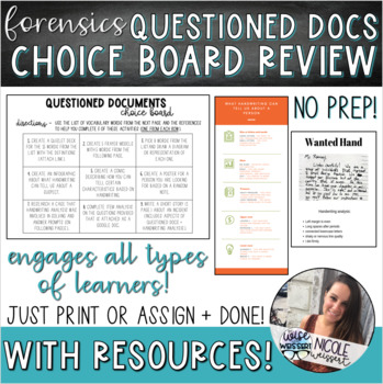 Preview of Forensics | Questioned Documents Review Choice Boards