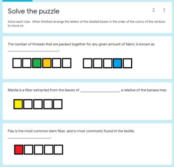 Preview of Forensics Virtual Escape Room - Fiber Evidence Google Form