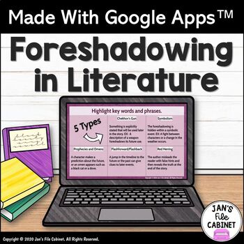 Preview of Foreshadowing Lesson and Practice Activities GRADES 6-8 Interactive Google Apps