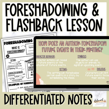 Preview of Foreshadowing and Flashback Mini Lesson, Slides, Notes, and Worksheets 6-8