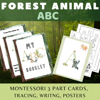 Preview of Forest Animal ABC/Montessori 3 Part Cards/Tracing/Writing/Posters/Decorative