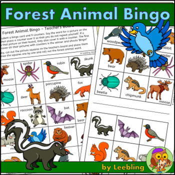 Preview of Forest Animal Bingo Game – Fun Woodland Activity