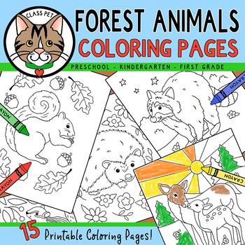 Preview of Forest Animal Coloring Pages for Preschool | Kindergarten | First Grade