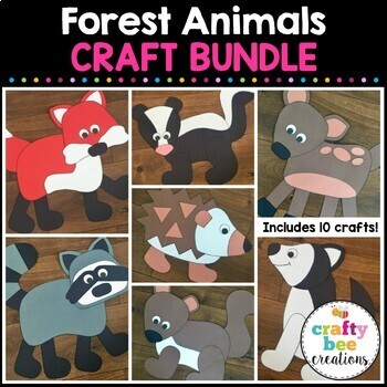 Preview of Forest Animal Crafts Bundle | Skunk | Deer | Fox | Raccoon | Bear | Activities