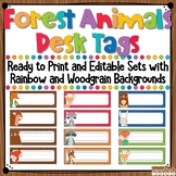 Woodland Animals | Forest Animals Editable Desk Name Tags 