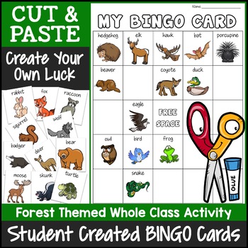 Preview of Forest Animals Bingo | Cut and Paste Activities Bingo Template