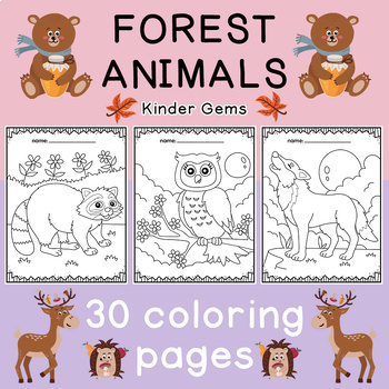 Forest Animals Coloring Pages for Preschool, Kindergarten and First Grade