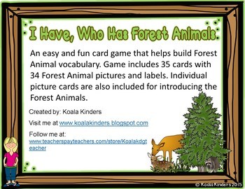 Preview of Forest Animals: I Have, Who Has Game and Vocabulary Cards