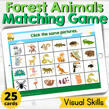 Preview of Forest Animals Matching Game Visual Discrimination Boom Cards
