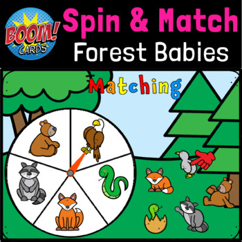 Preview of Forest Animals Matching Spinner Game | Back to School | Boom Cards