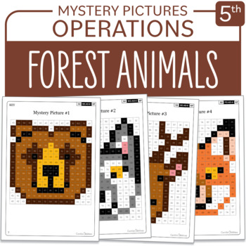 Forest Animals Math Activity Mystery Pictures Grade 5 Multiplications ...