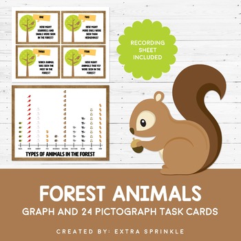 Preview of Forest Animals Pictograph Task Cards