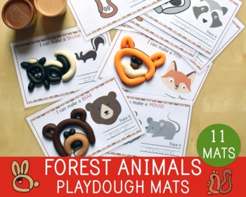Preview of Forest Animals Playdough Mats, Woodland Animals, Fine Motor Skills Activity